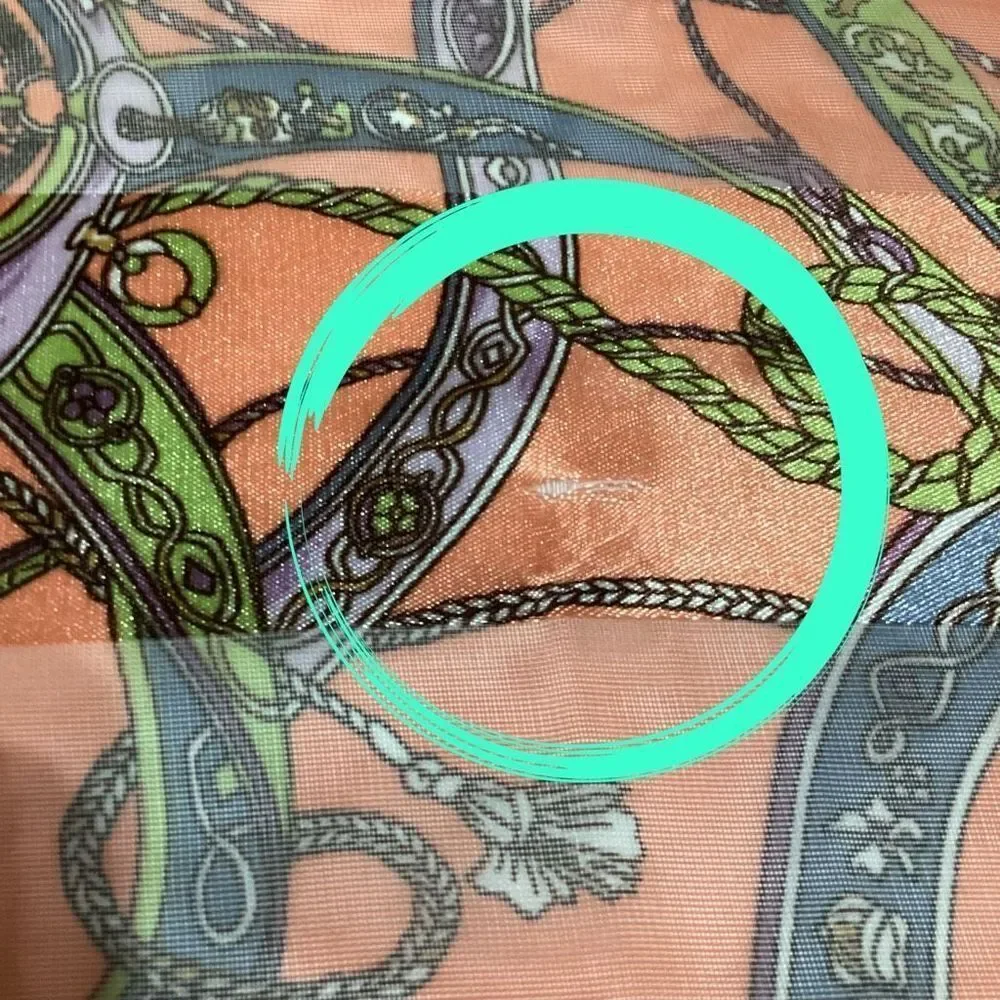 Vintage Orange Green Blue & White Ribbon & Rope Patterned Striped Silk Scarf